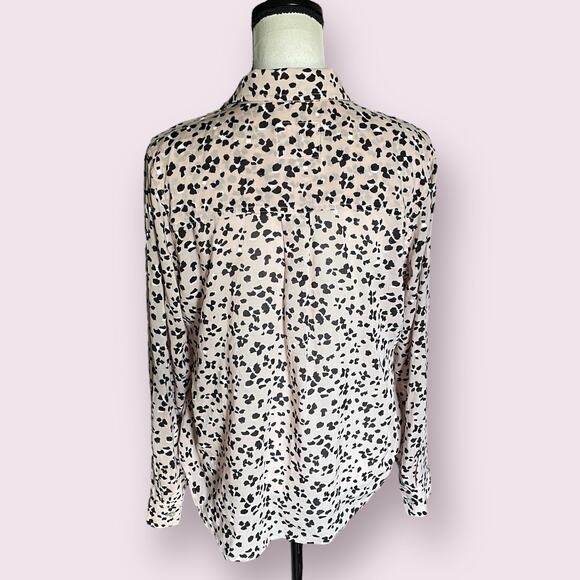 Rails Anna Rose Pink Black Cheetah Long Sleeve Button Front Shirt Blouse S 2 4 - Picture 13 of 14